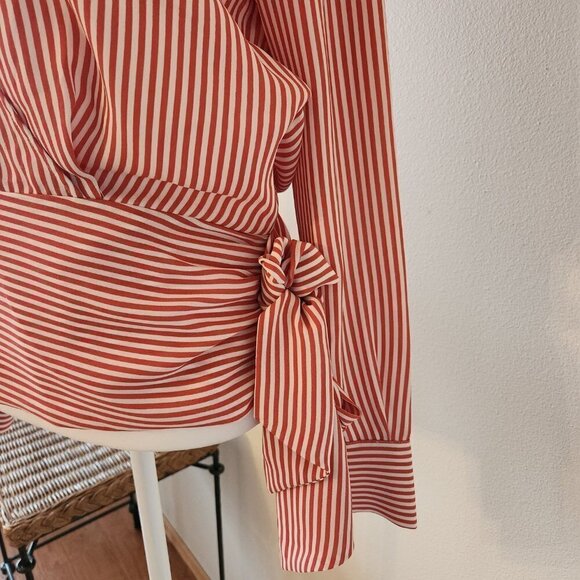 STRIPE BLOUSE WITH BANDED WAIST TIE BY CHELSEA28 / NORDSTROM - SIZE S - EUC - Picture 9 of 10